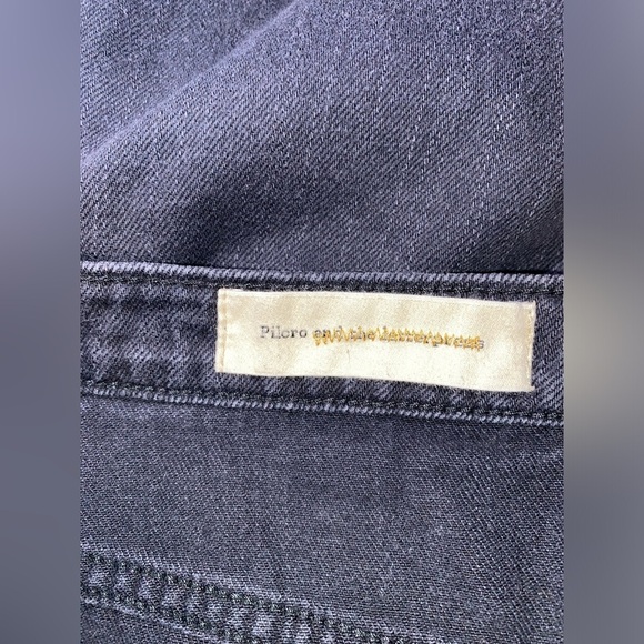 ANTHROPOLOGIE Brand PILCRO Black Wash Denim Fringe A Line Button Up Skirt Luxury - Picture 7 of 11